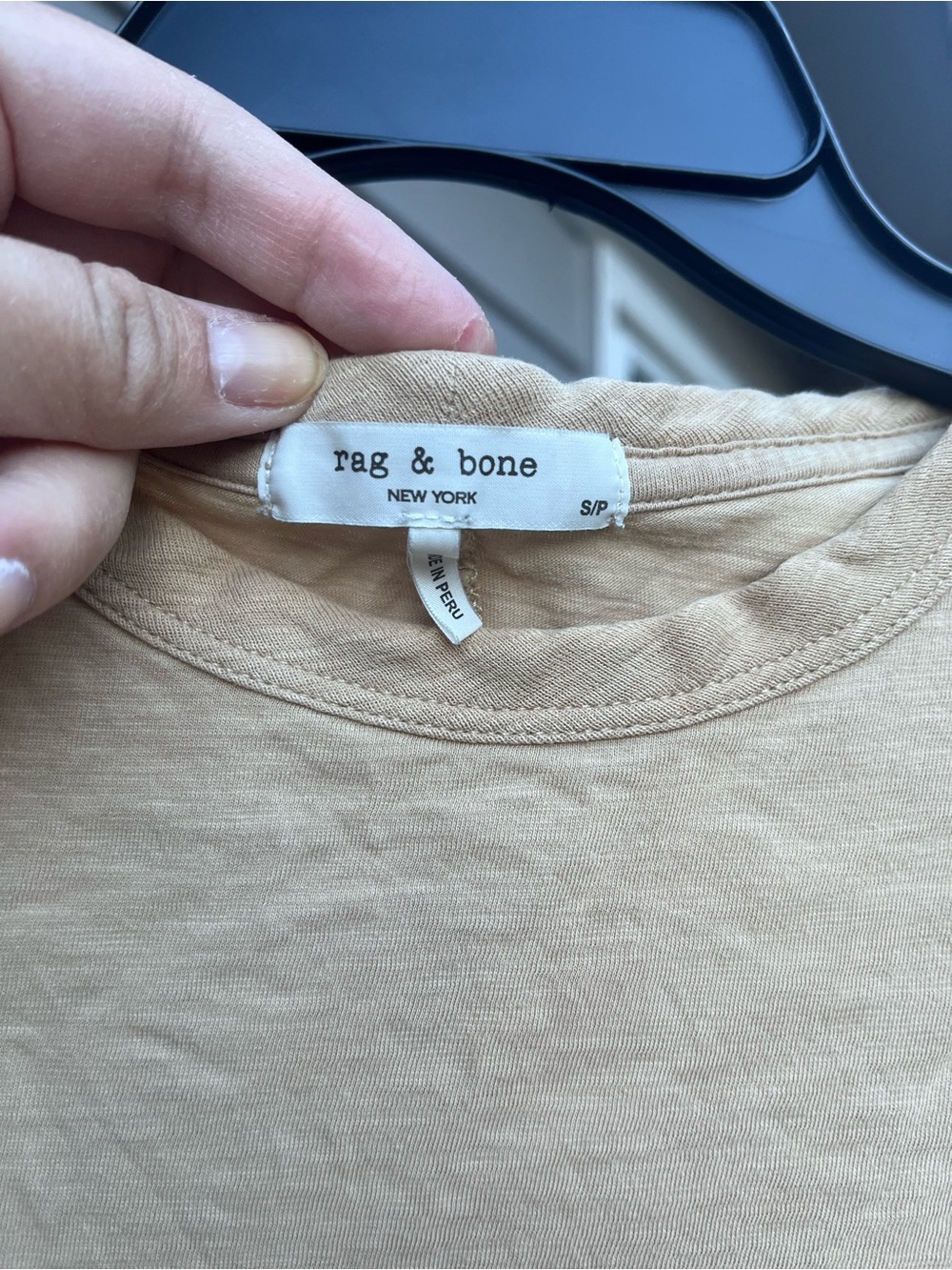 rag & bone Short-Sleeve Crew Tee in Light Beige - Picture 3 of 5